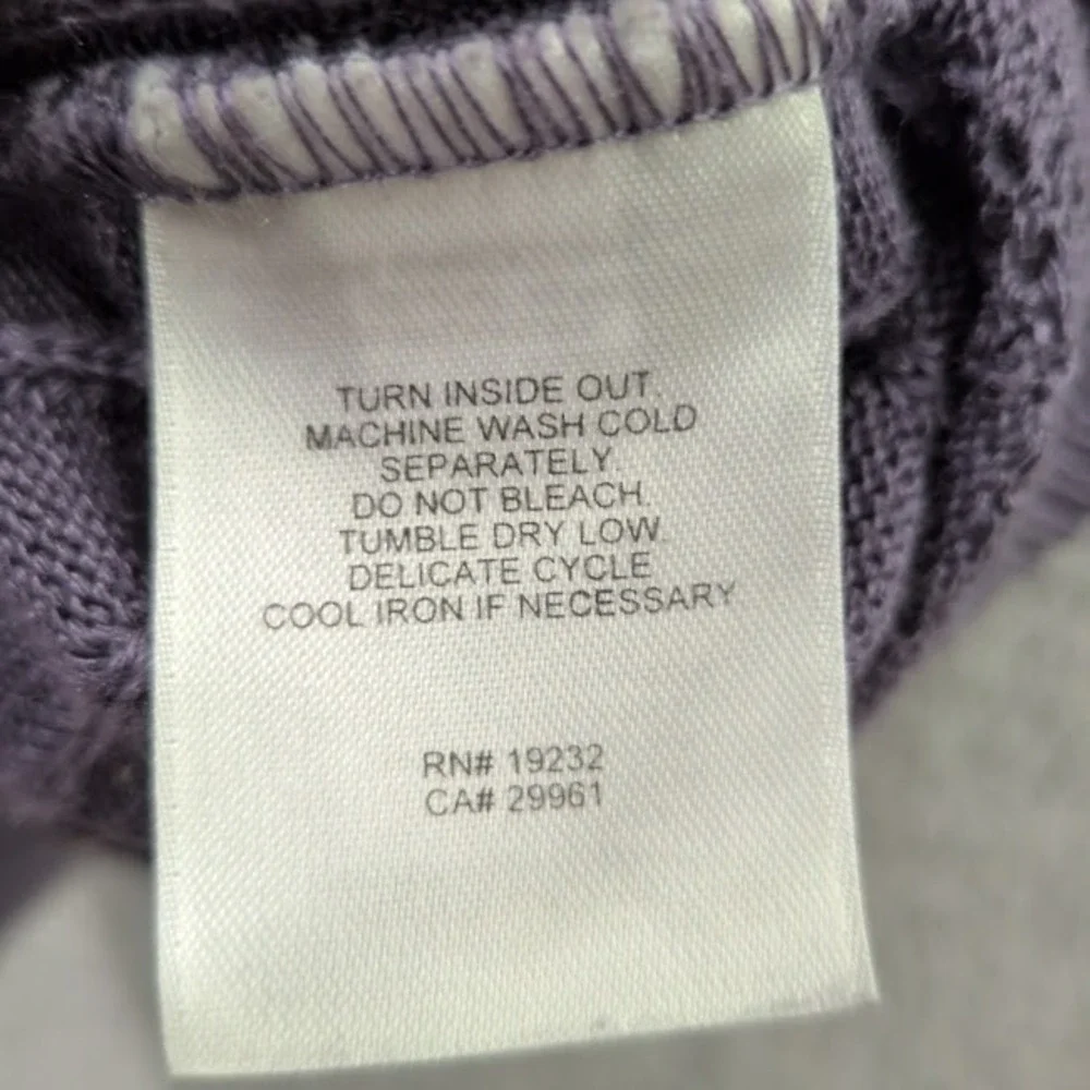 Alfred Dunner Knit Top Women's PS Purple Pointelle Square Neck Sweater Vtg Style